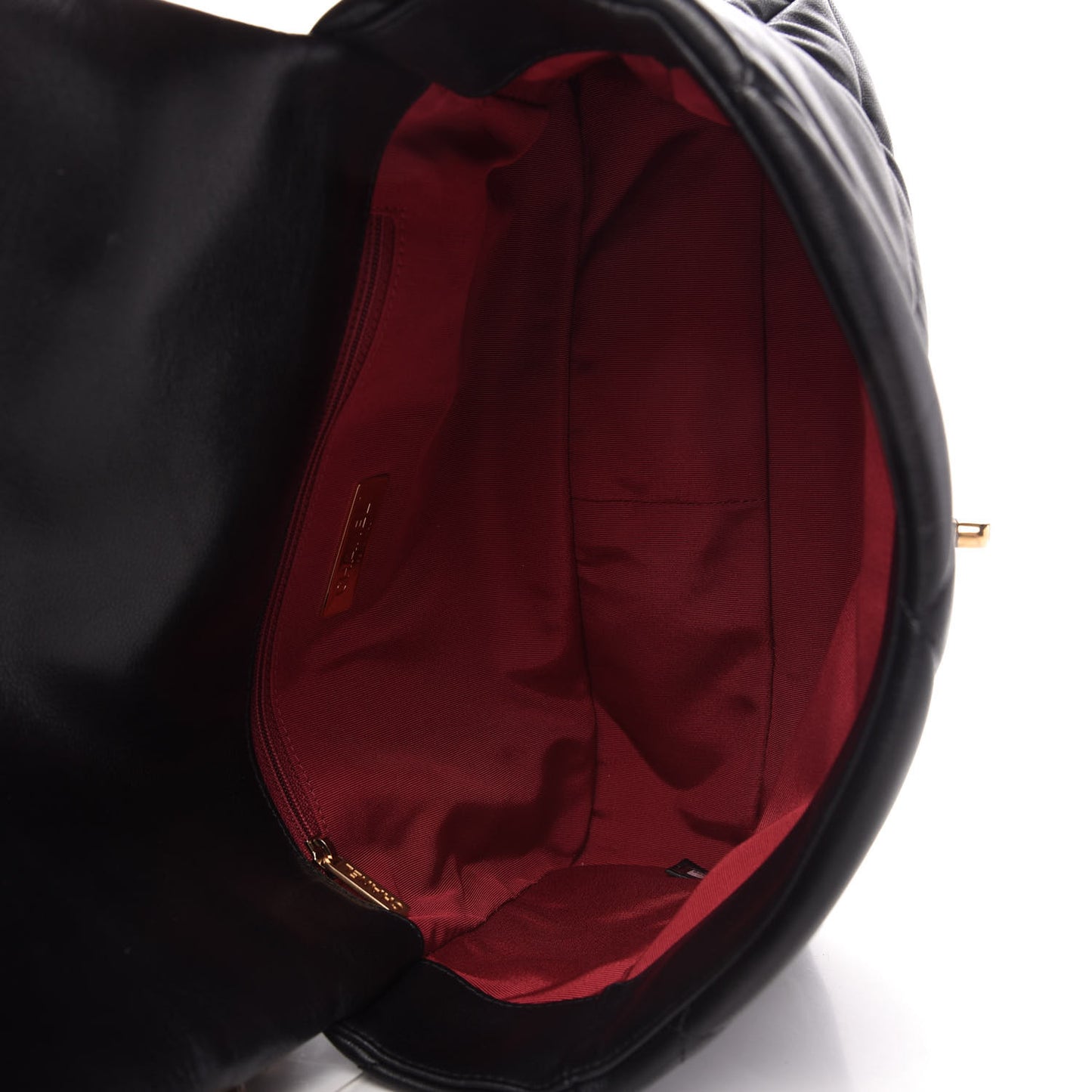 Shiny Goatskin Quilted Large Chanel 19 Flap Black