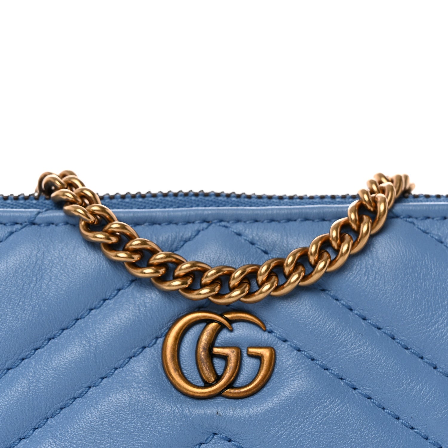 Gucci Calfskin Matelasse Mini GG Marmont Chain Bag Clear Sky Blue 8 of 10