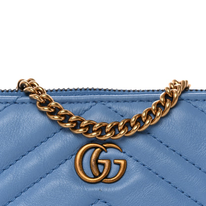 Gucci Calfskin Matelasse Mini GG Marmont Chain Bag Clear Sky Blue 8 of 10