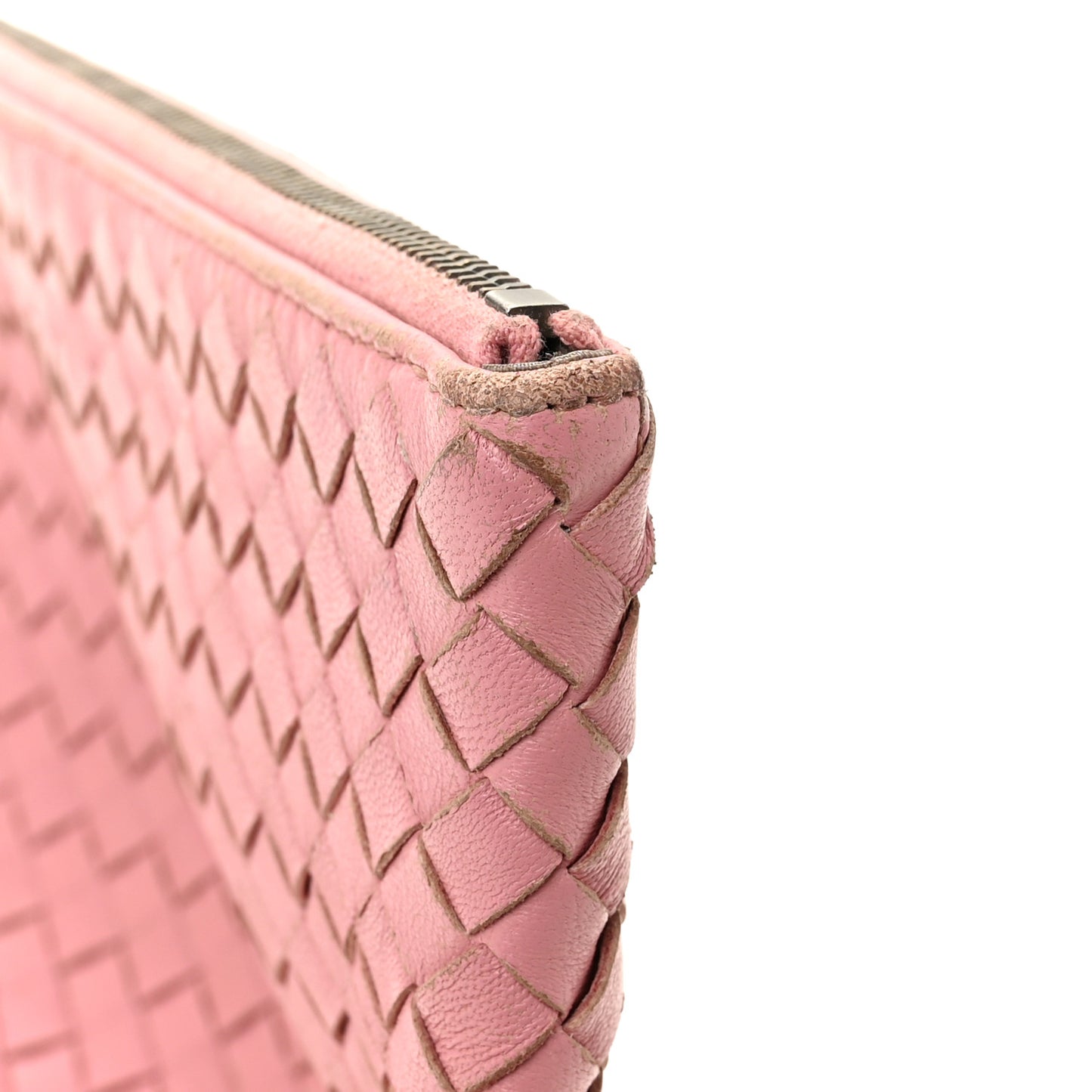 Nappa Intrecciato Flat Zip Billetto Pouch Deco Rose