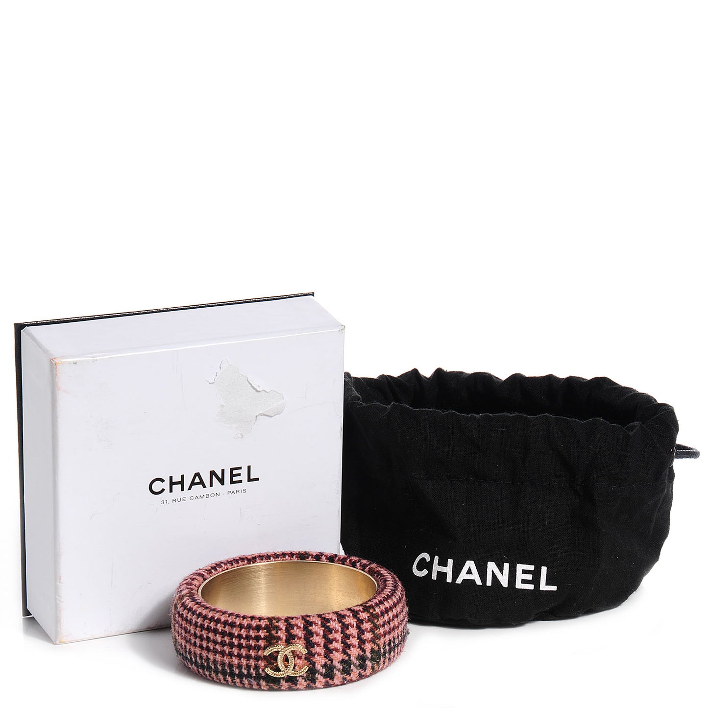 Tweed CC Wide Bangle XS Pink