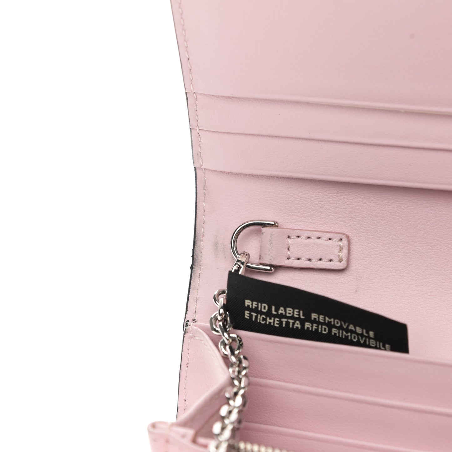Calfskin Heart Studded Continental Wallet On Chain Black Red Peonia