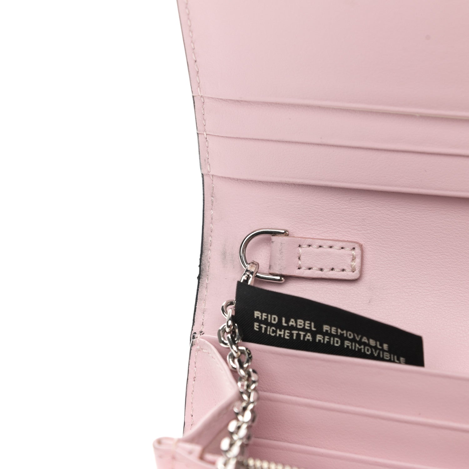 Fendi Calfskin Heart Studded Continental Wallet On Chain Black Red Peonia 9 of 11