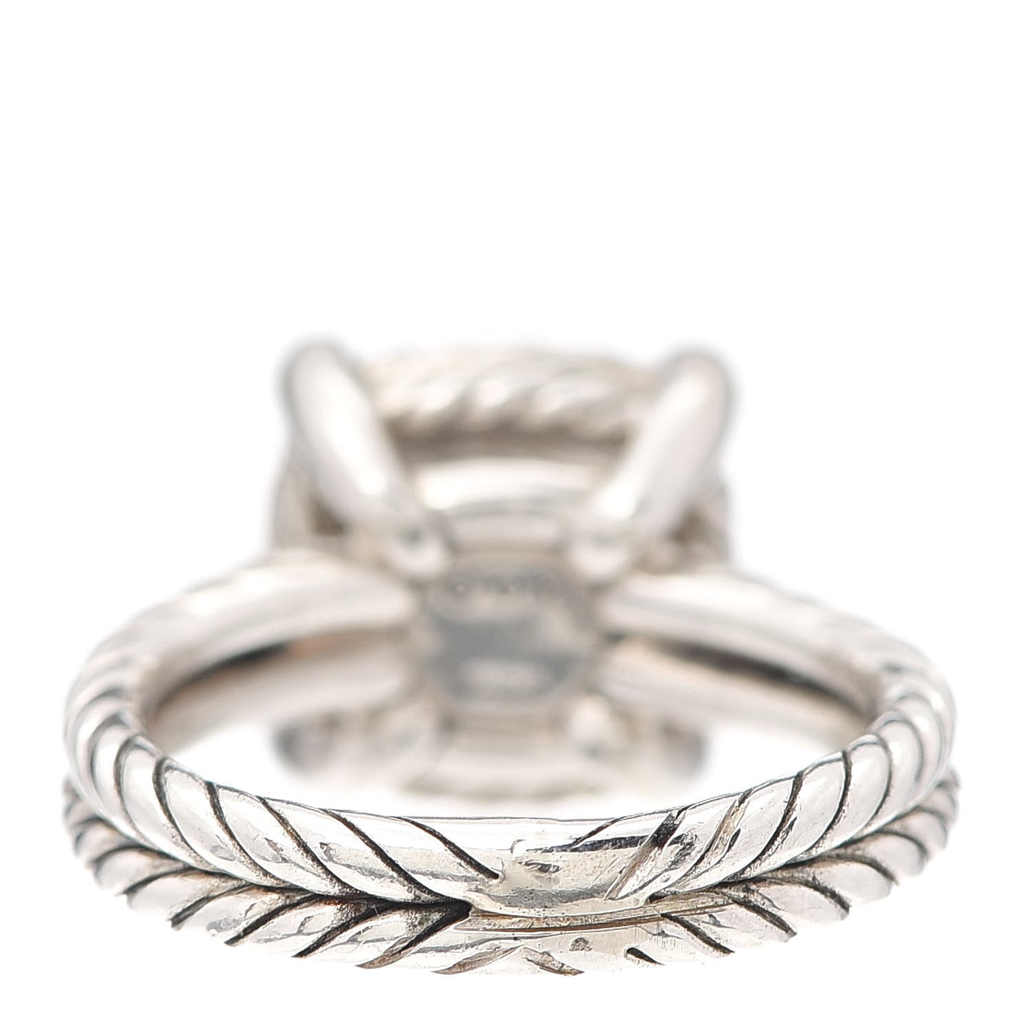 Sterling Silver Diamond 11mm Chatelaine Pave Ring 49 4.75