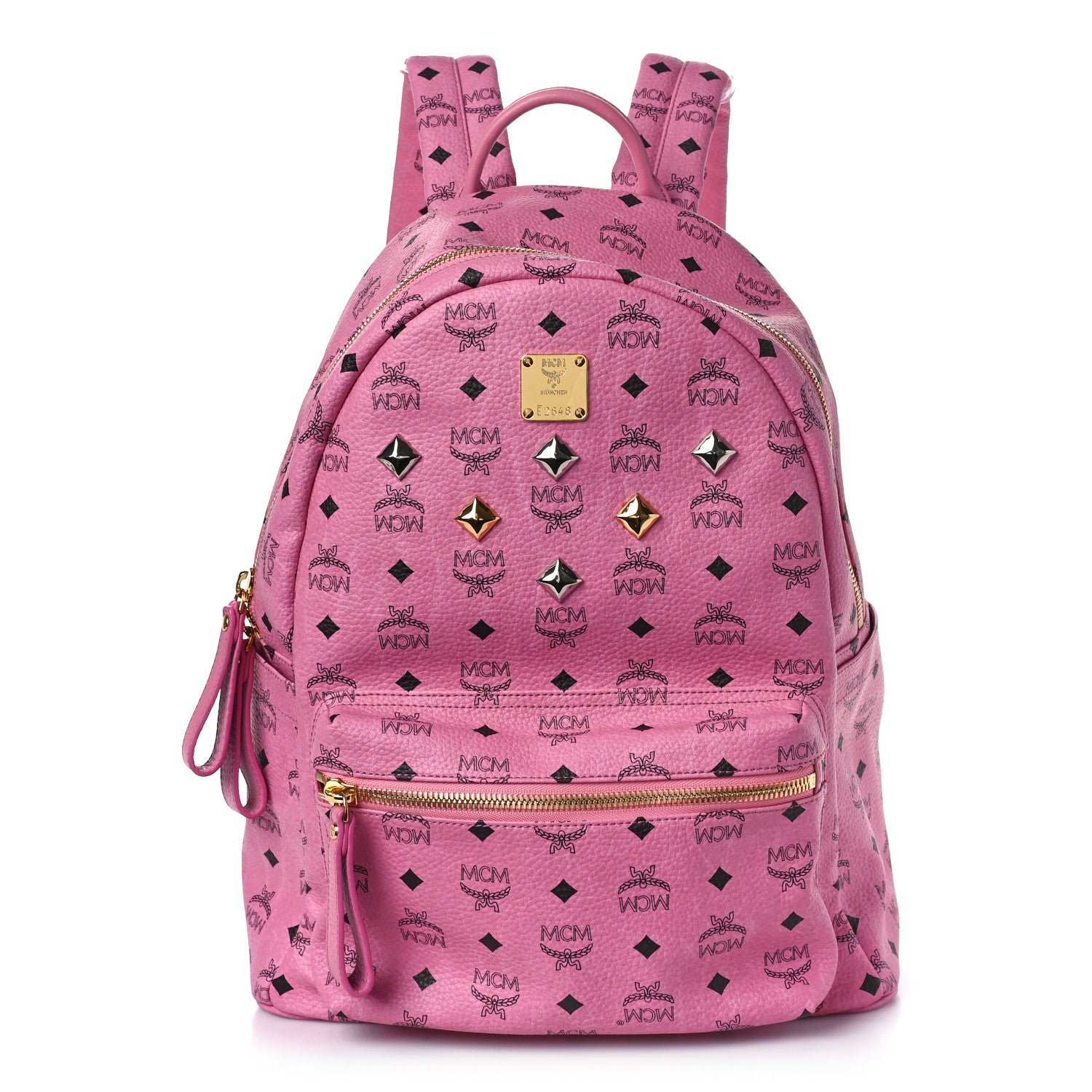 MCM Visetos Medium Sprinkle Stud Stark Backpack Pink 1 of 8