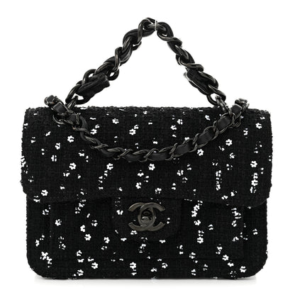 Chanel Tweed Sequin Quilted Double You Mini Flap So Black 1 of 11