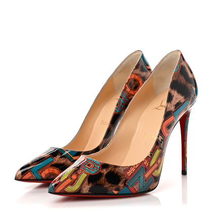 Christian Louboutin Patent Leopard Logo Print Pigalle Follies 100 Pumps 36.5 Multi 3 of 8