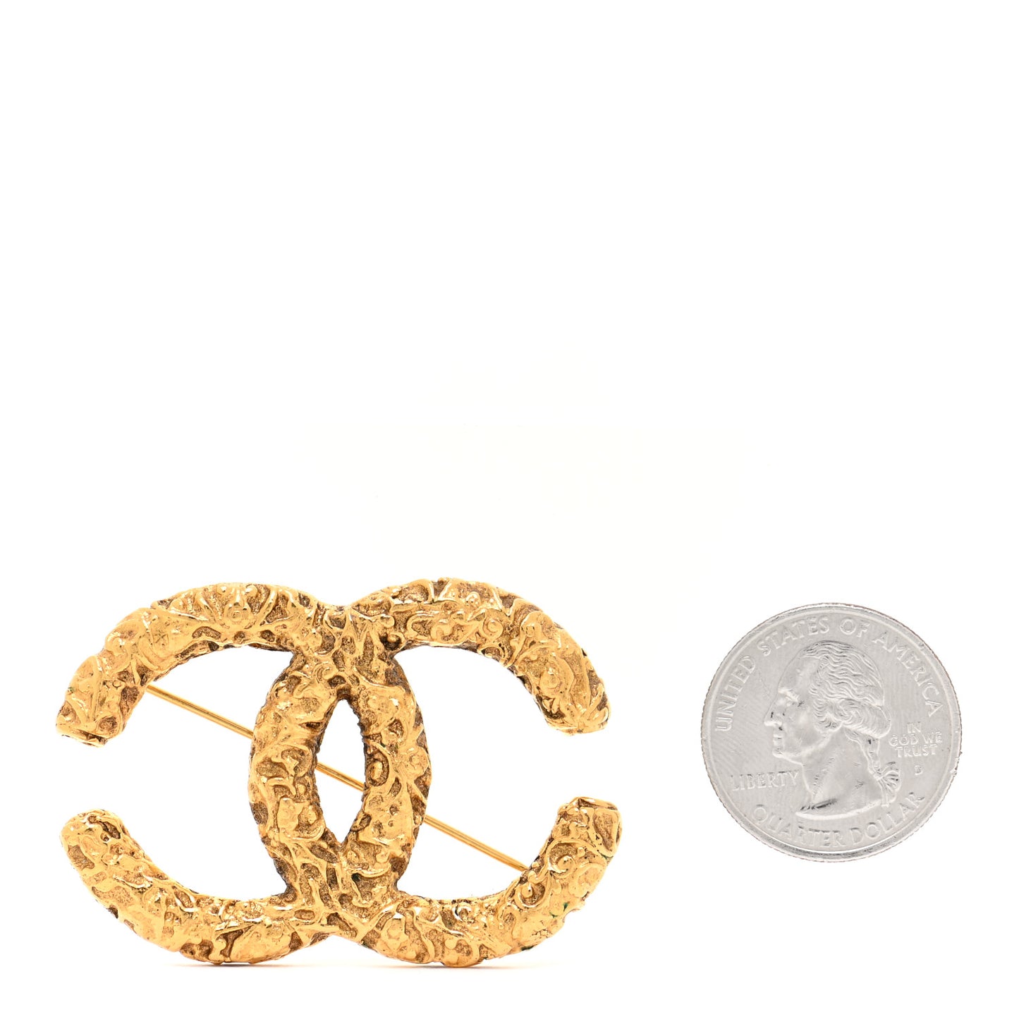 Textured CC Brooch Gold