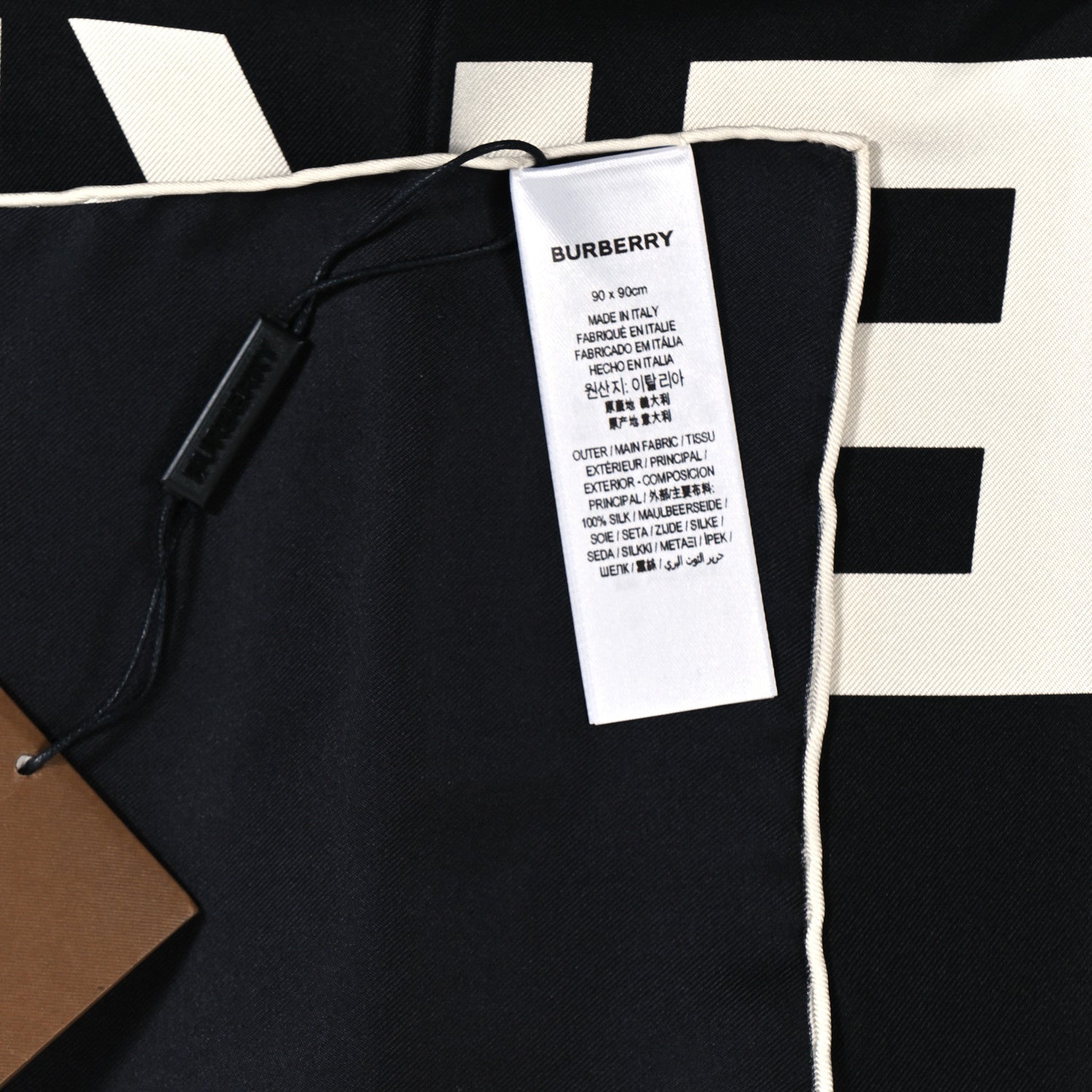 Burberry Silk Horseferry Print Scarf Black White 3 of 3