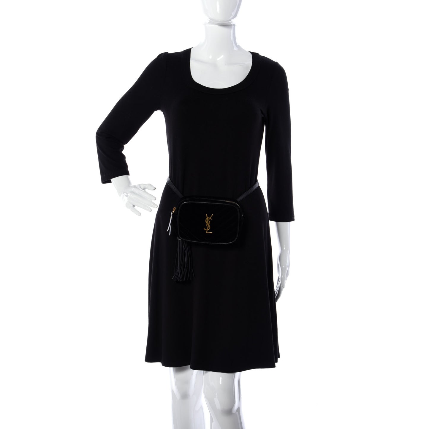 Velour Matelasse Monogram Lou Belt Bag Black