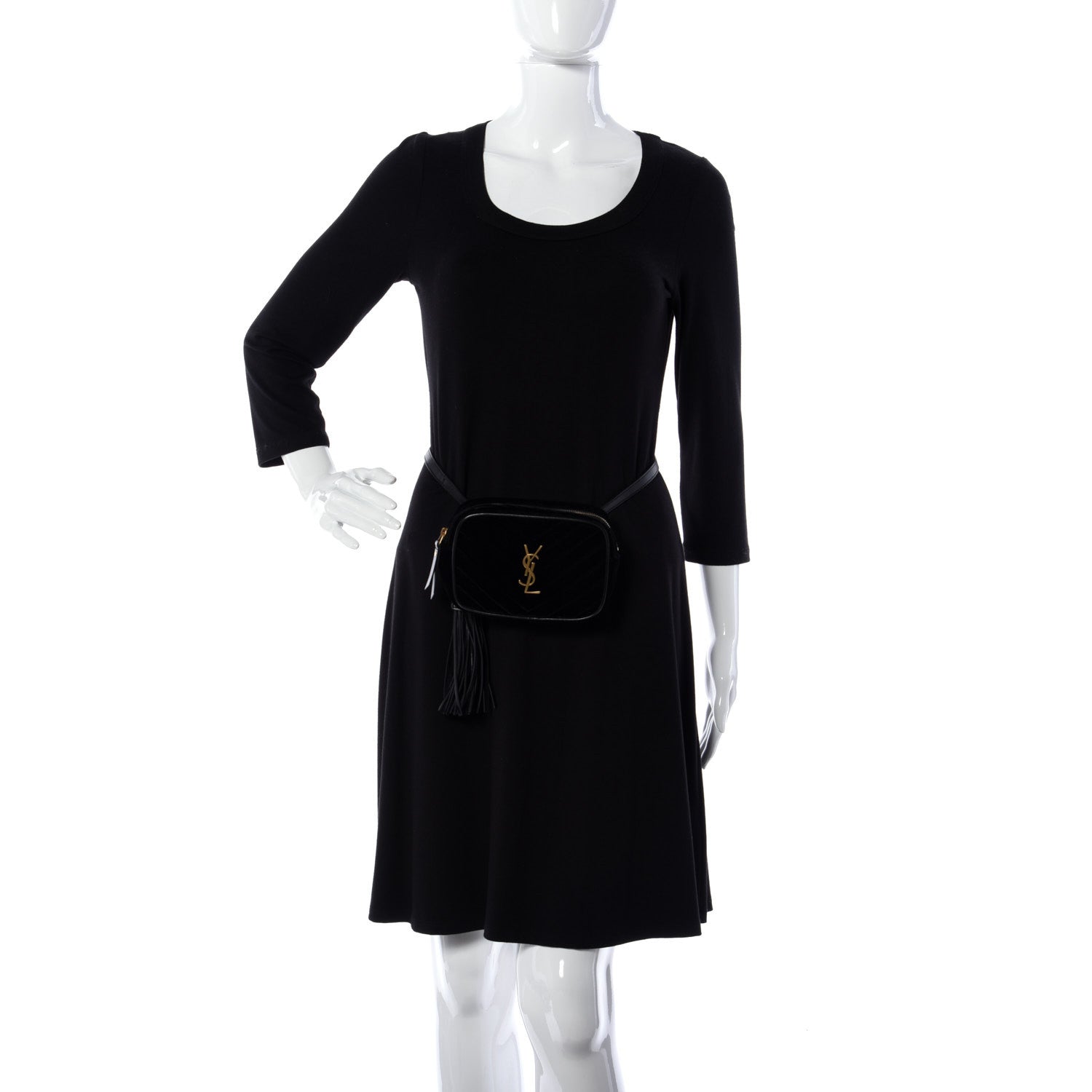 Saint Laurent Velour Matelasse Monogram Lou Belt Bag Black 2 of 9