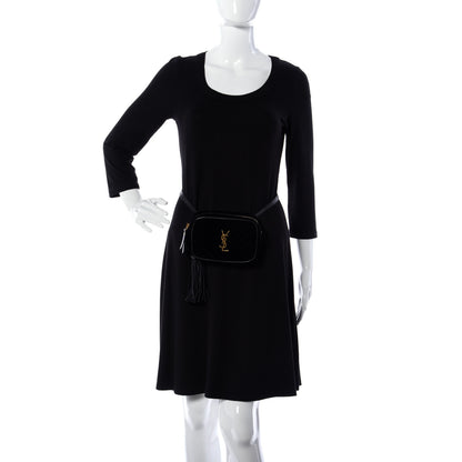 Saint Laurent Velour Matelasse Monogram Lou Belt Bag Black 2 of 9