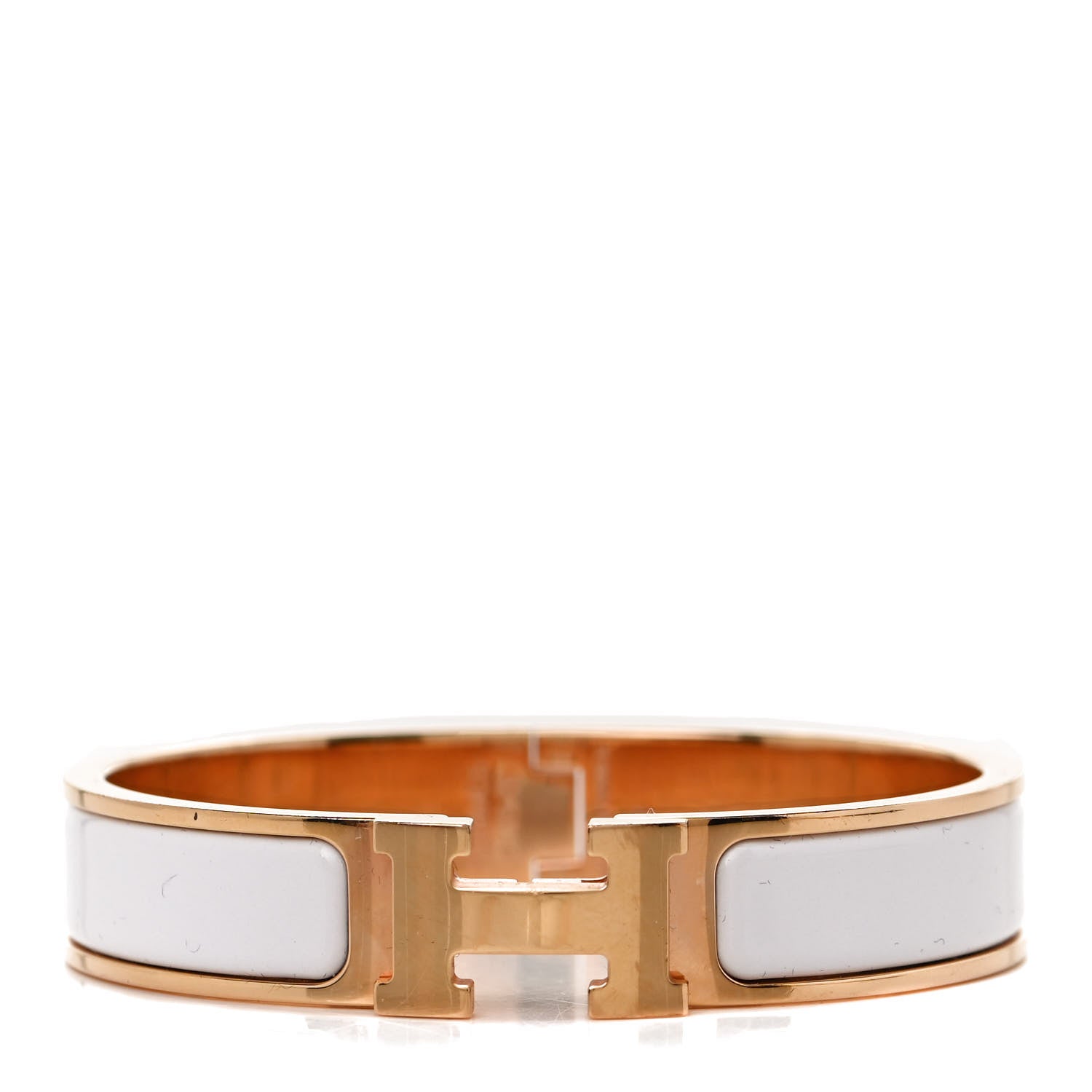 Hermes Enamel Narrow Clic Clac H Bracelet PM White 1 of 4
