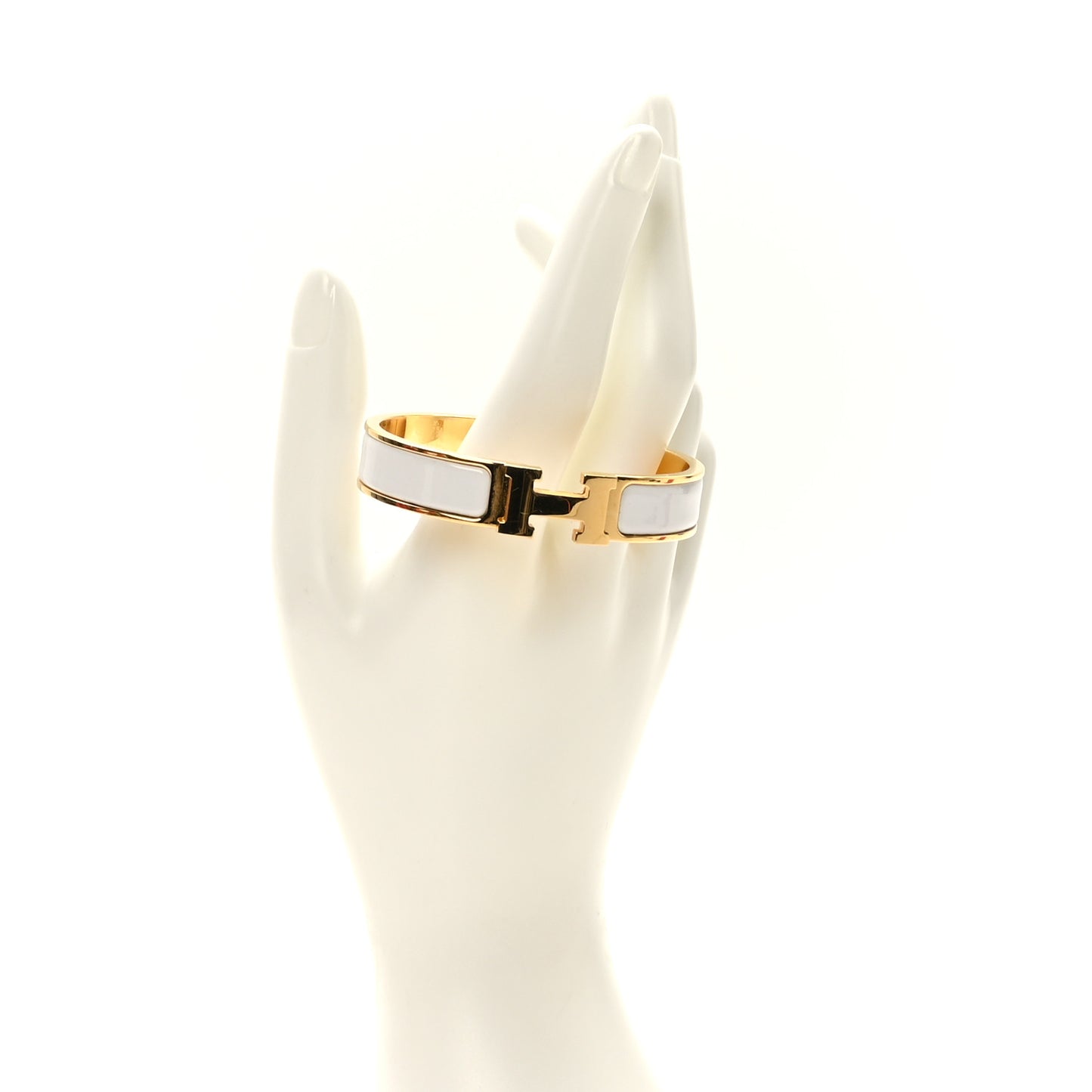 Enamel Narrow Clic Clac H Bracelet PM White