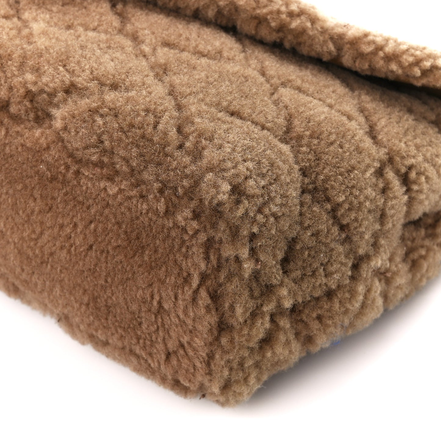 Shearling Lambskin Quilted Sade Puffer Envelope Clutch Natural Brown