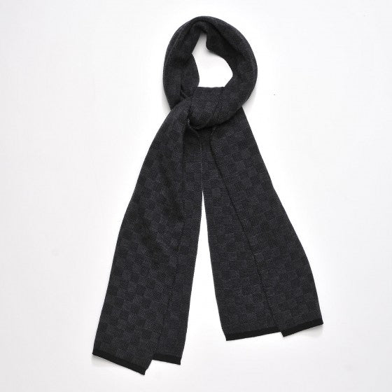 Louis Vuitton Wool Petit Damier Graphite Scarf Black 4 of 4