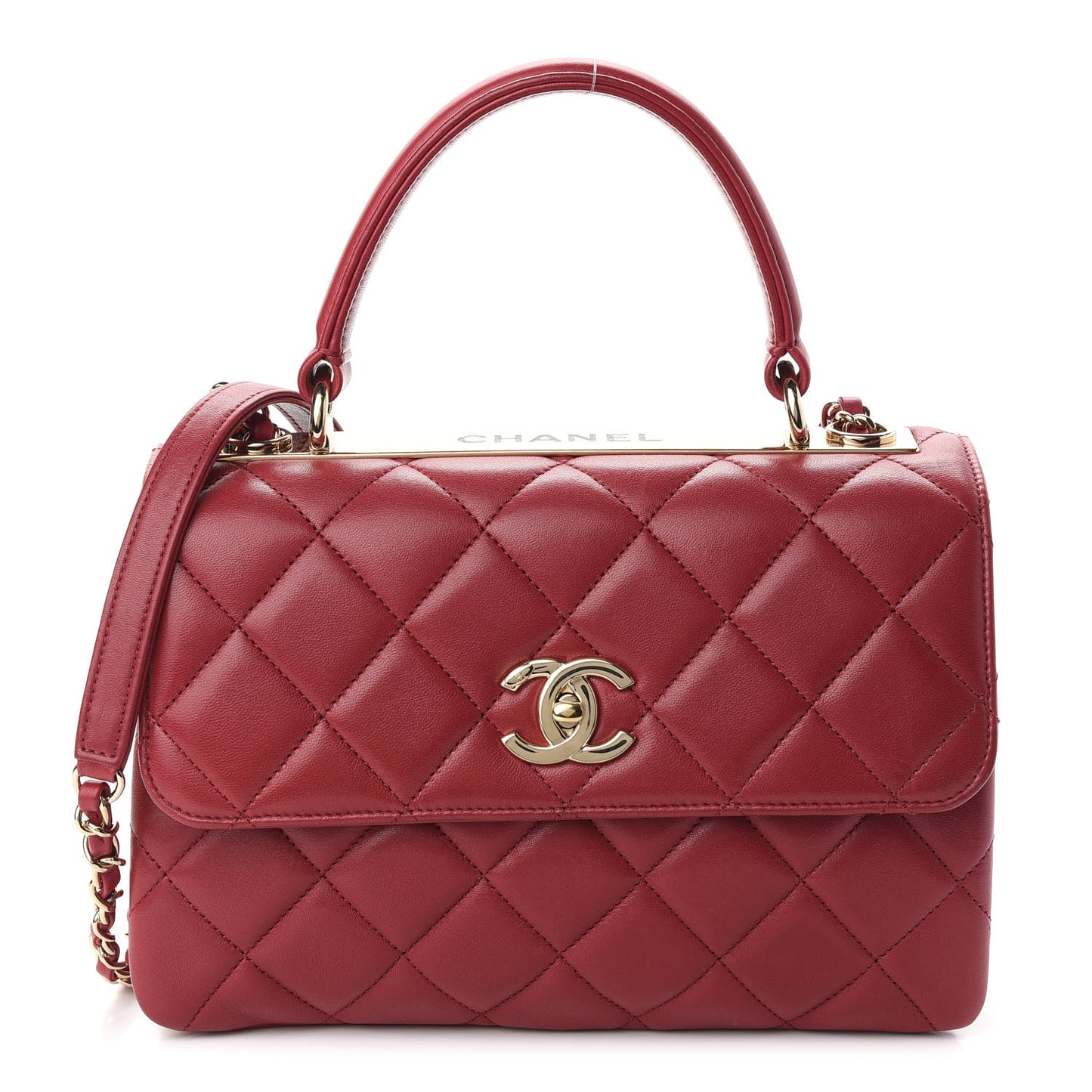 Lambskin Quilted Small Trendy CC Flap Dual Handle Bag Red