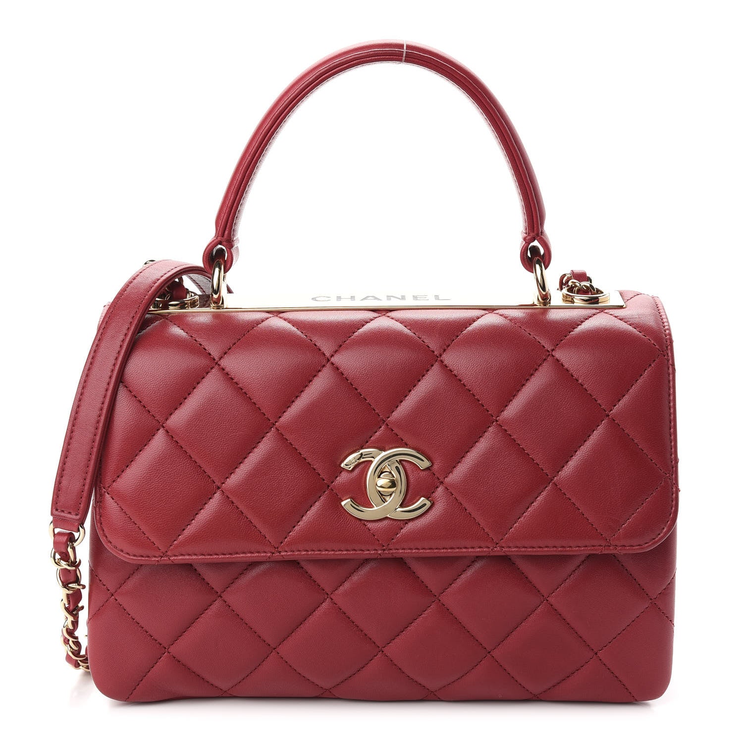 Chanel Lambskin Quilted Small Trendy CC Flap Dual Handle Bag Red 1 of 9