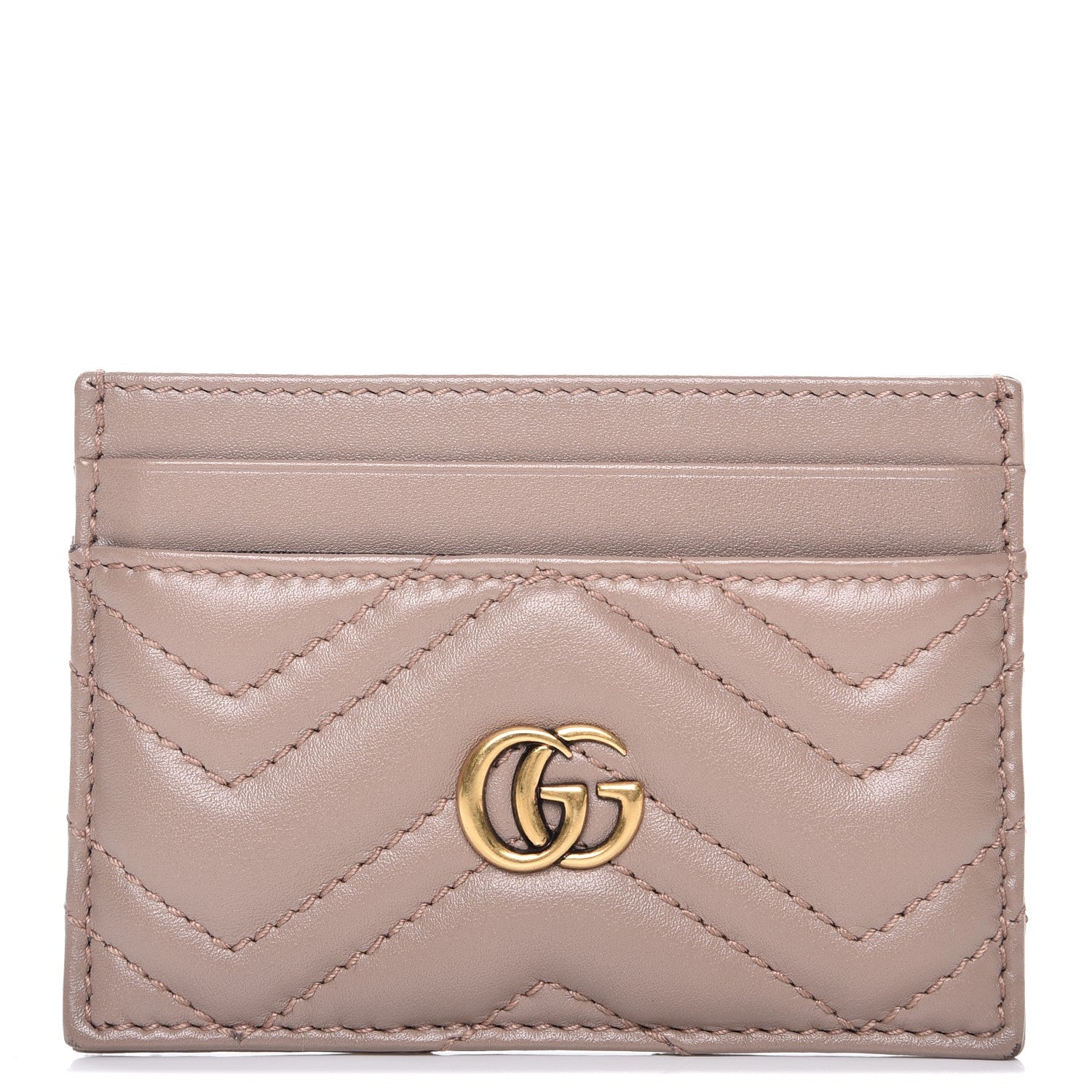 Gucci Calfskin Matelasse GG Marmont Card Holder Porcelain Rose 1 of 7