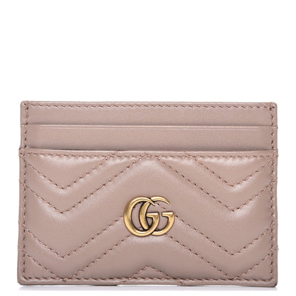 Gucci Calfskin Matelasse GG Marmont Card Holder Porcelain Rose 1 of 7