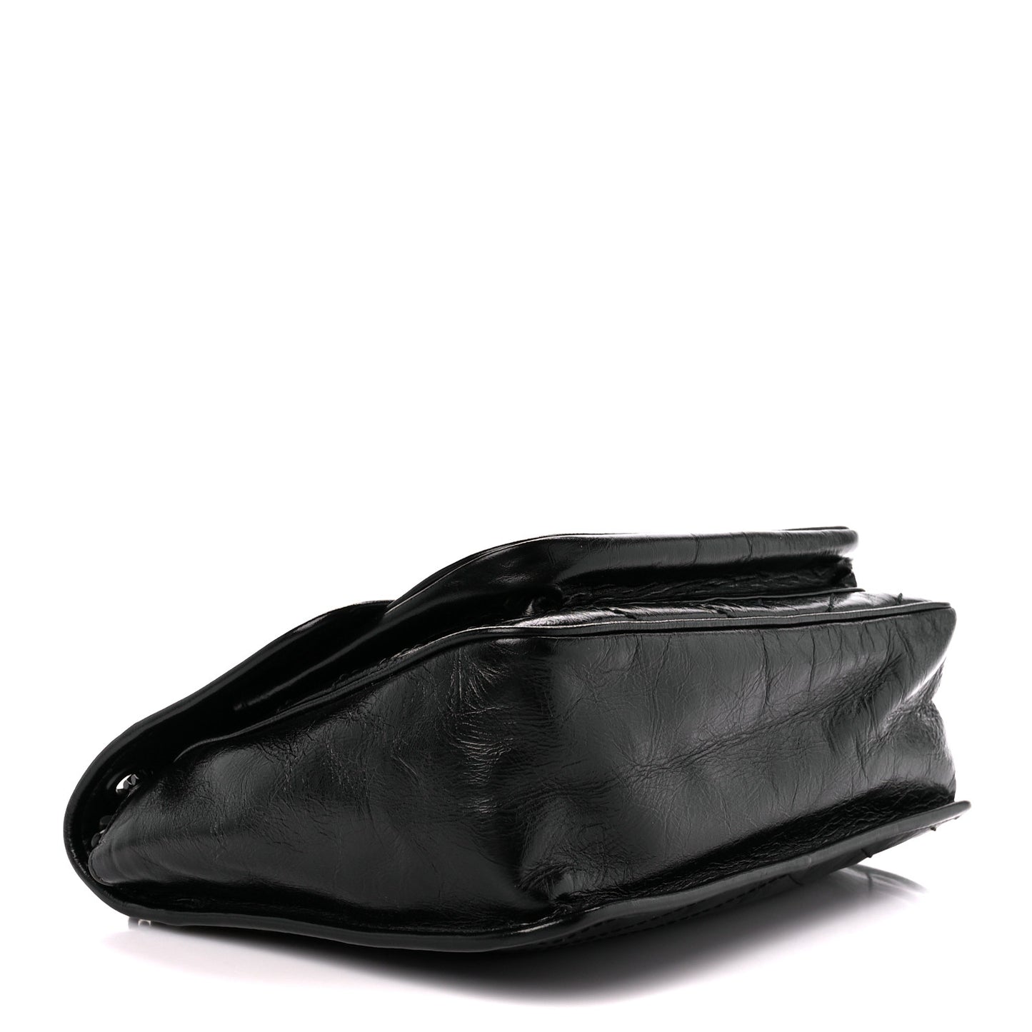 Crinkled Calfskin Matelasse Monogram Medium Niki Chain Satchel Black