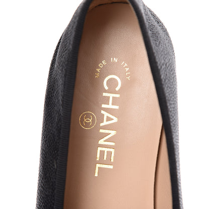 Chanel Caviar CC Cap Toe Ballerina Flats 42 Black 8 of 17