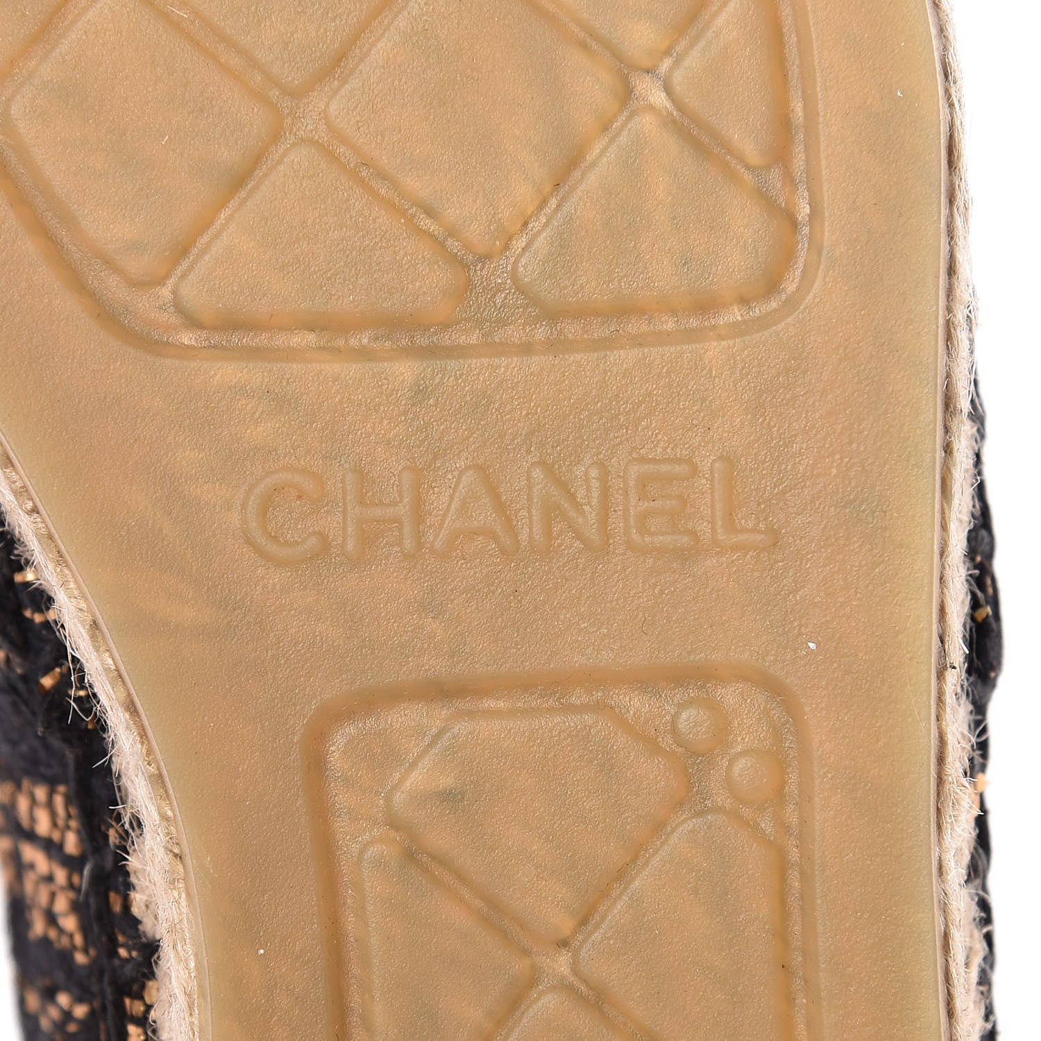 Chanel Metallic Tweed Grosgrain CC Espadrilles 37 Black Gold 7 of 10