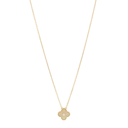Van Cleef & Arpels 18K Yellow Gold Diamond Yellow Mother of Pearl Vintage Alhambra Pendant Necklace 1 of 6