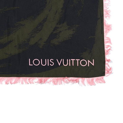 Louis Vuitton Silk Arty Flower Scarf Green Pink 3 of 3