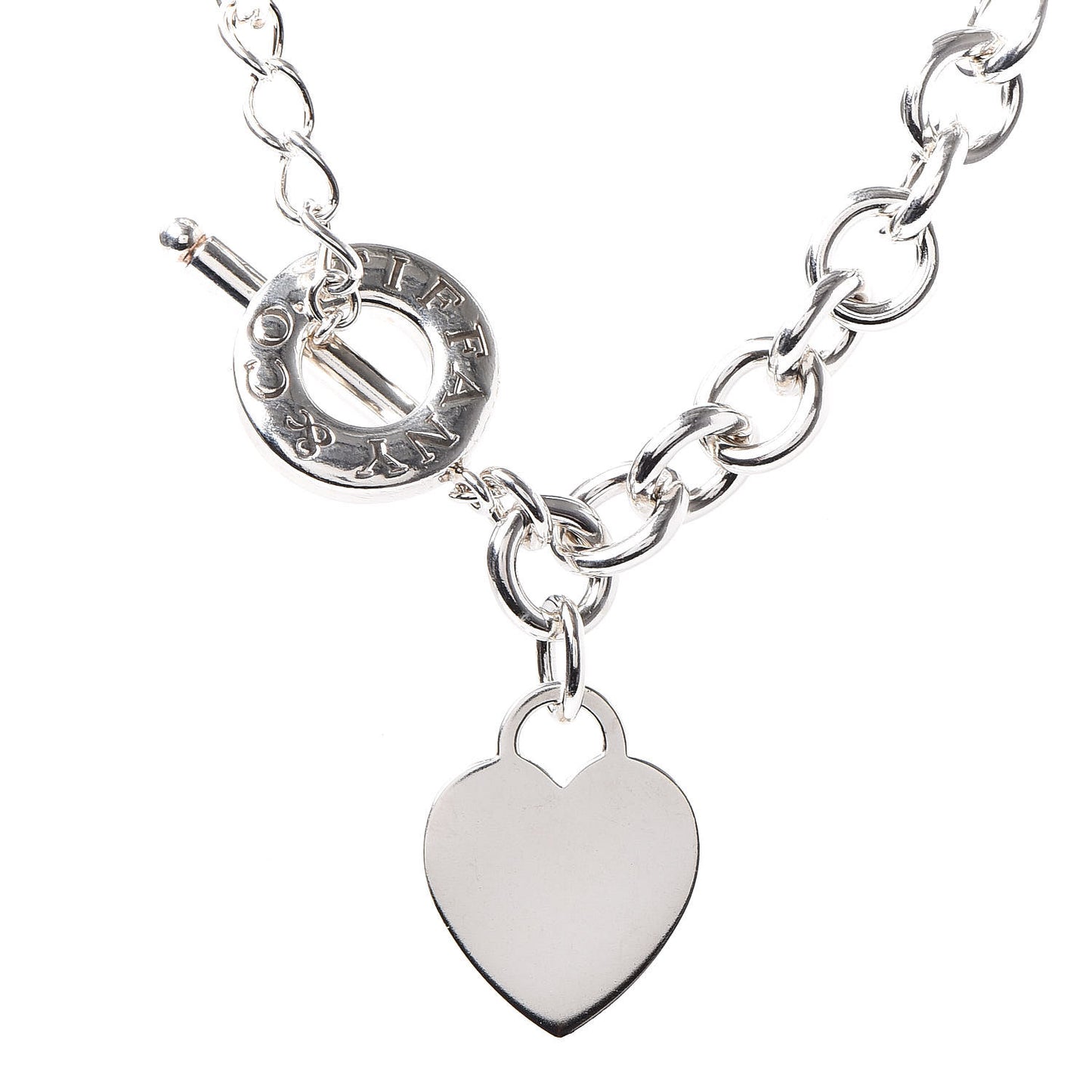 Sterling Silver Heart Tag Toggle Necklace