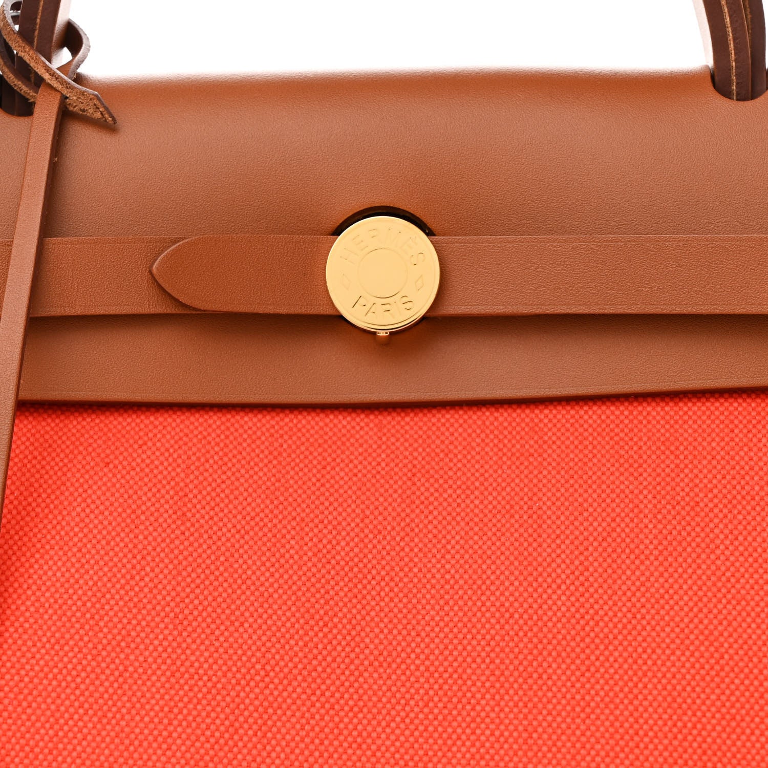 Hermes Vache Hunter Toile Herbag Zip Retourne 31 PM Orange Mecano Fauve 9 of 15