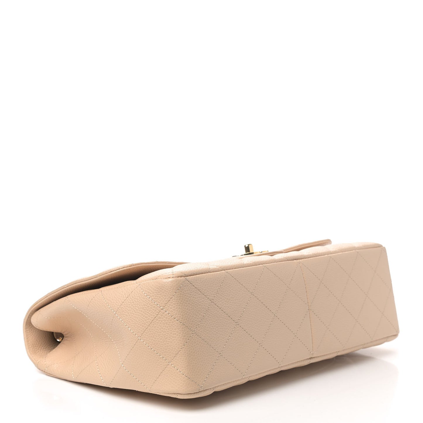 Caviar Quilted Jumbo Single Flap Beige Clair