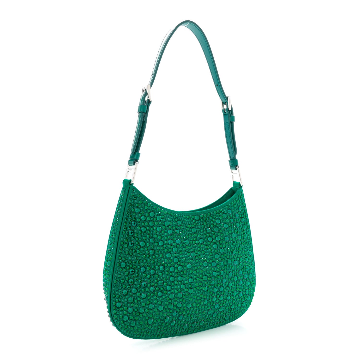 Prada Satin Crystal Cleo Adjustable Strap Shoulder Bag Mango 3 of 9