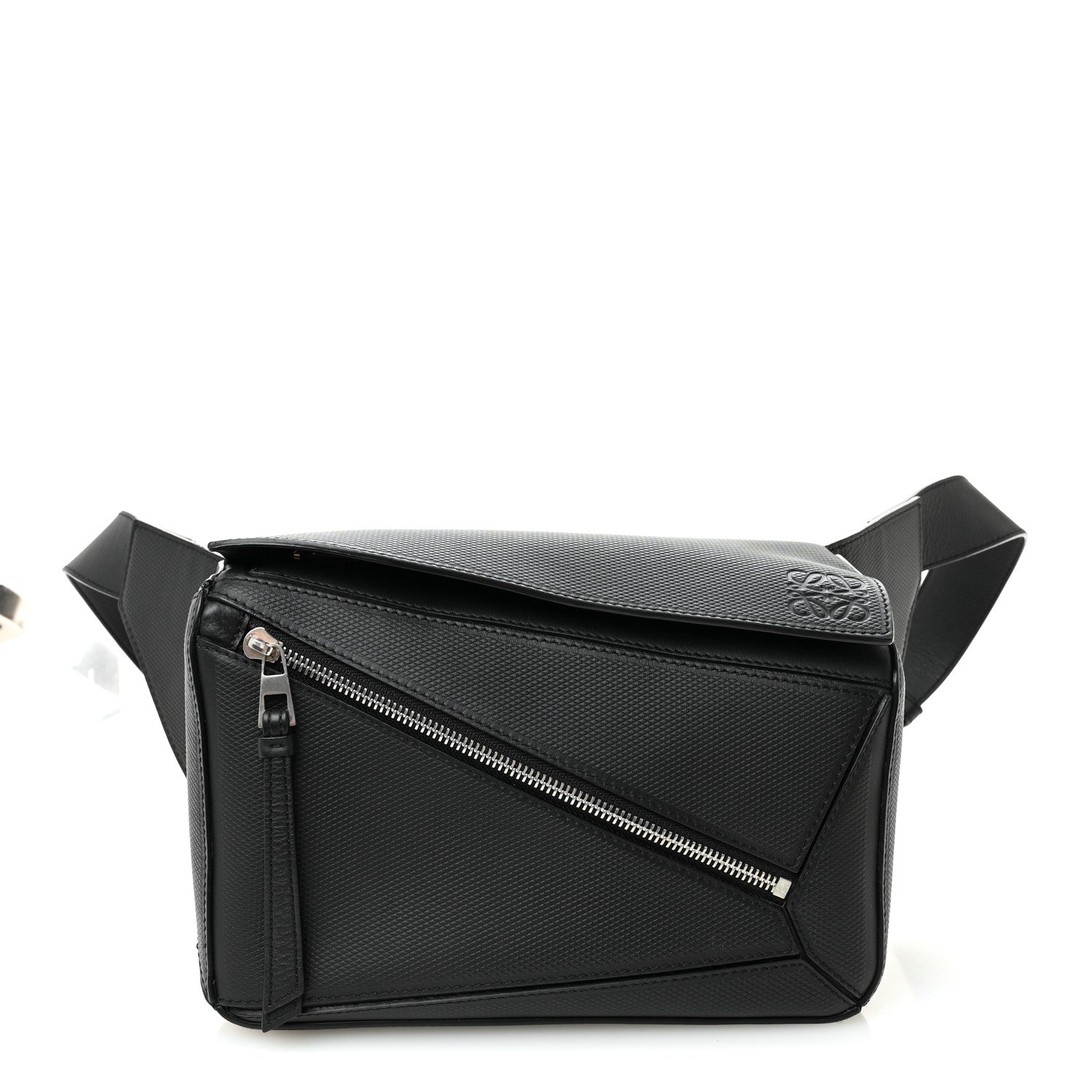 Loewe Diamond Embossed Calfskin Small Puzzle Bumbag Black 1 of 9