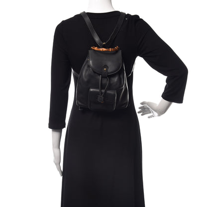 Gucci Calfskin Bamboo Backpack Black 2 of 17