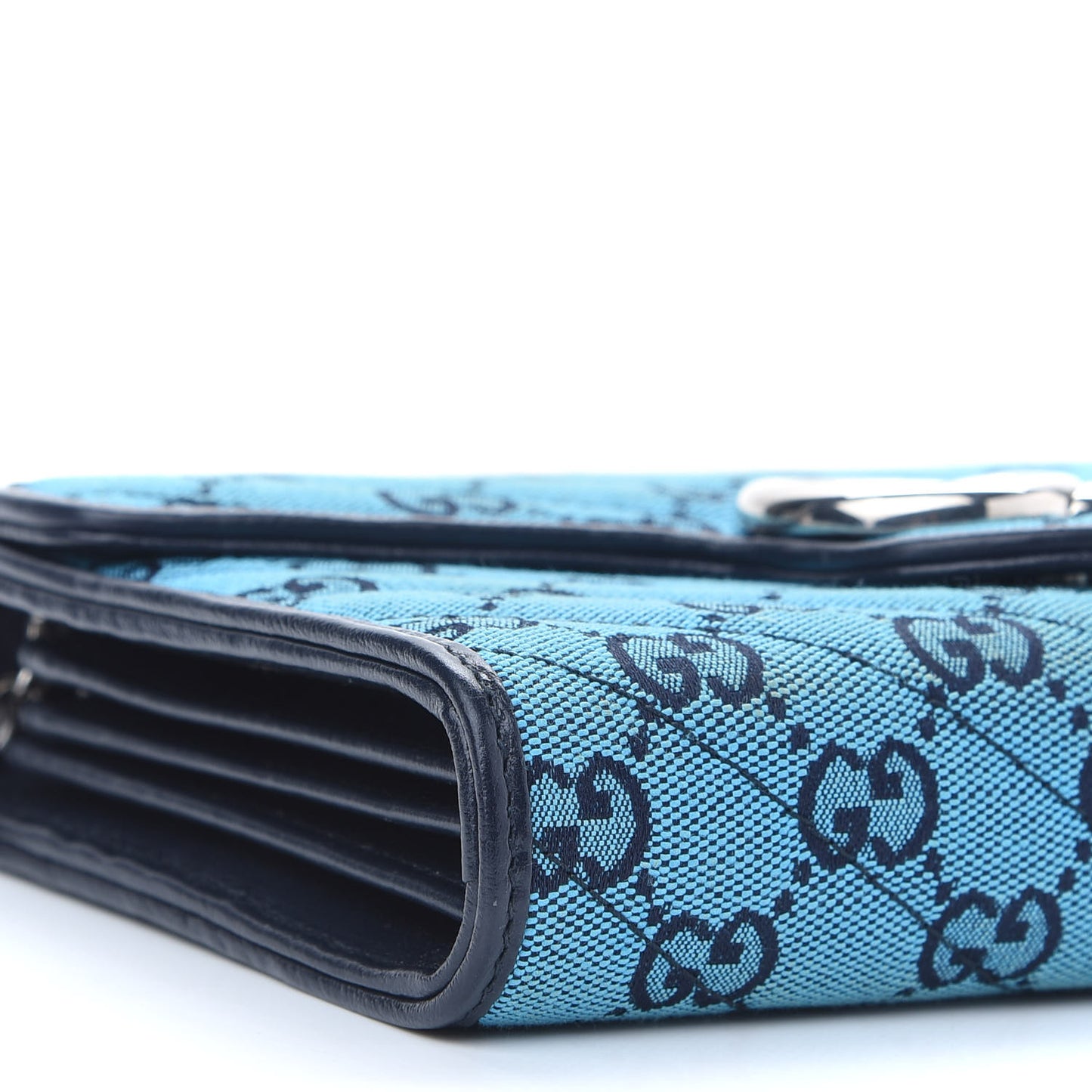 Monogram Multicolor Matelasse Diagonal GG Marmont Chain Wallet Light Blue