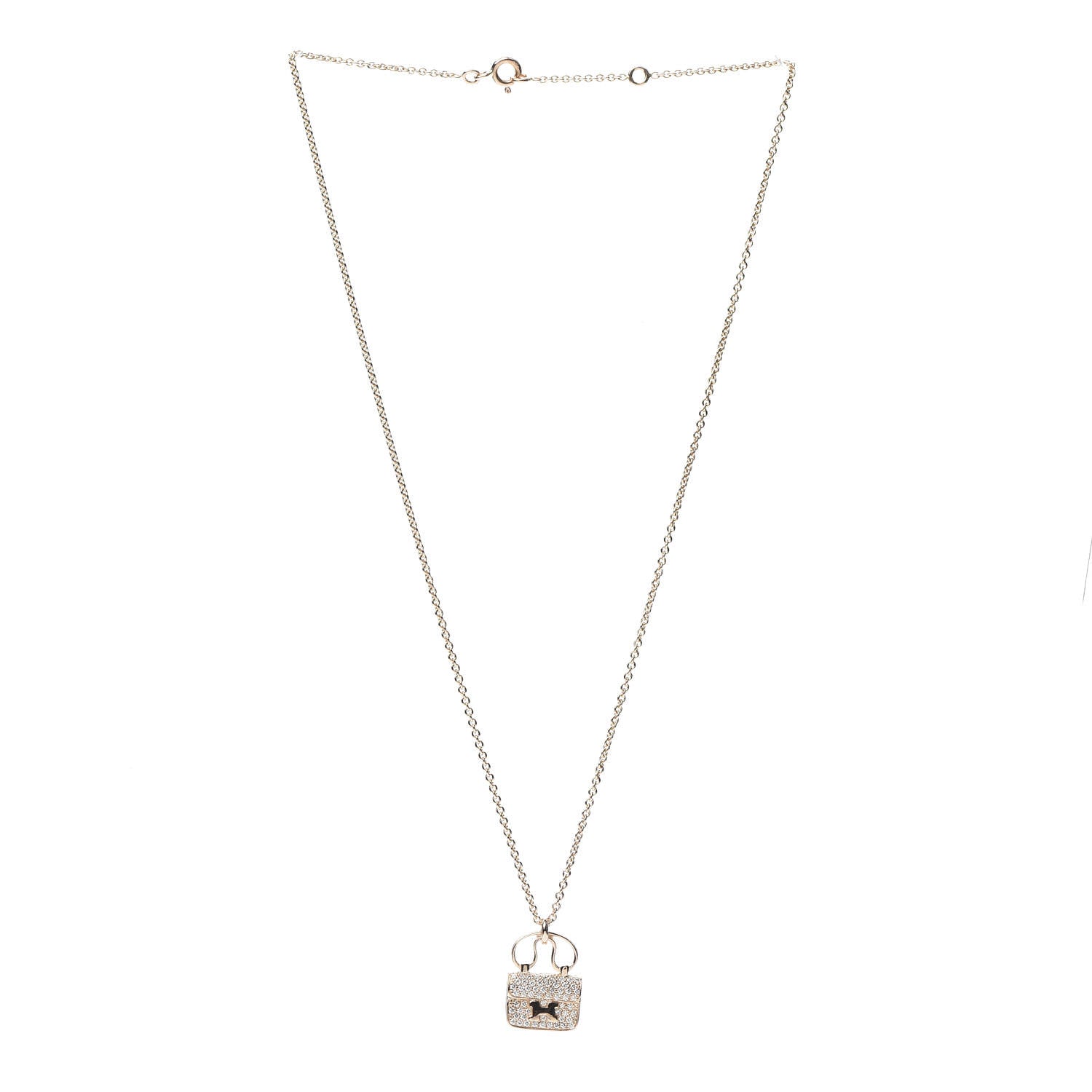 Hermes 18K Rose Gold Diamond Constance Amulette Pendant Necklace 3 of 6