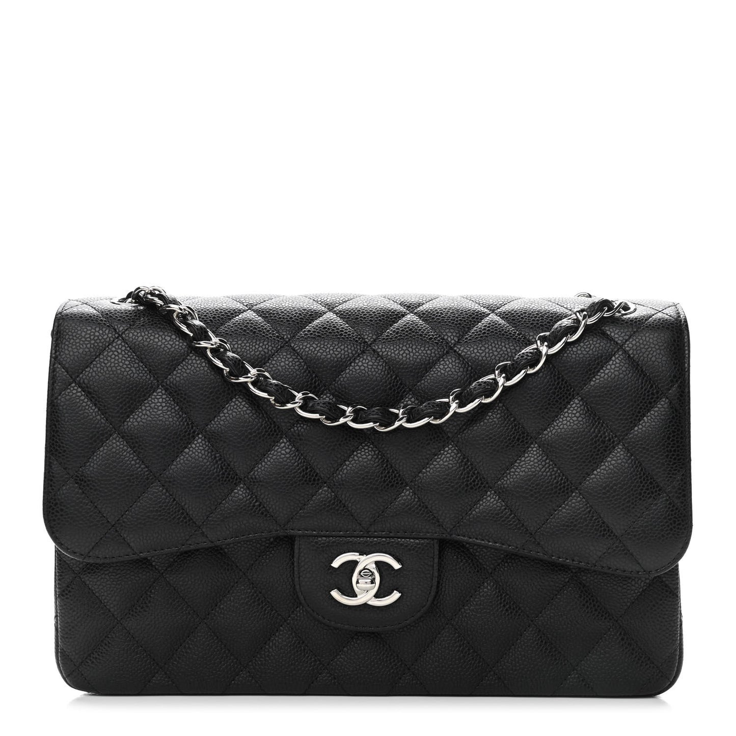Caviar Quilted Jumbo Double Flap Black