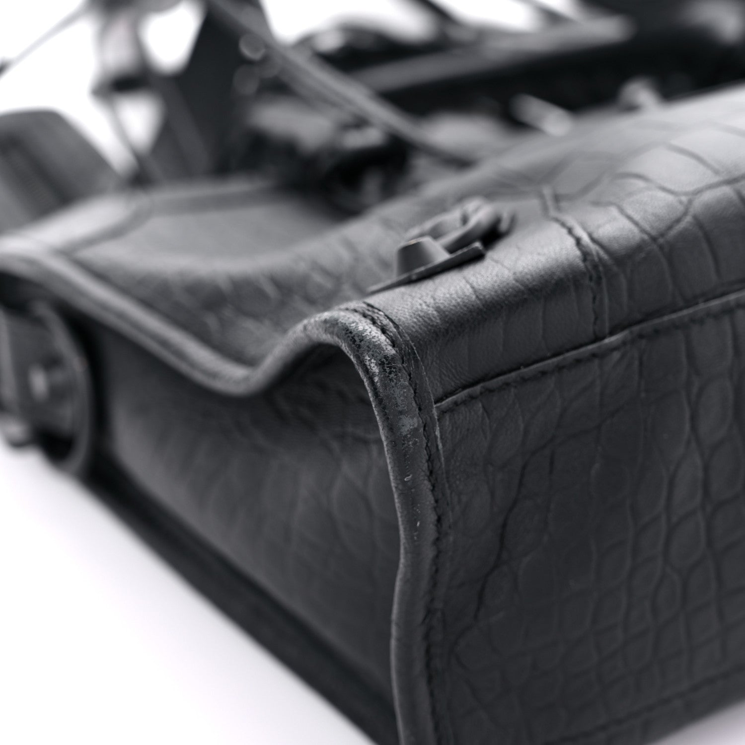 Balenciaga Matte Supple Lambskin Crocodile Embossed Classic Black Hardware S City Black 8 of 14