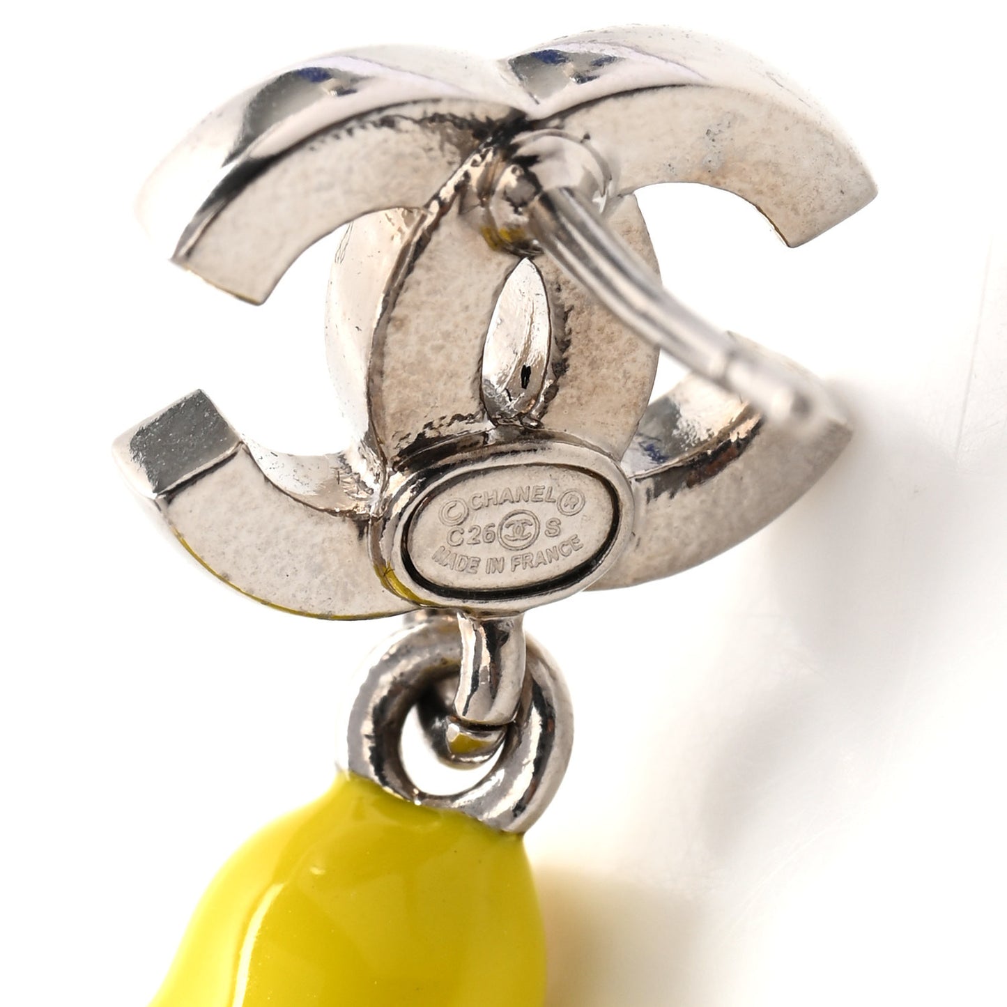 Metal Resin Strass Crystal CC Baby Chick Pendant Earrings Silver Yellow Orange