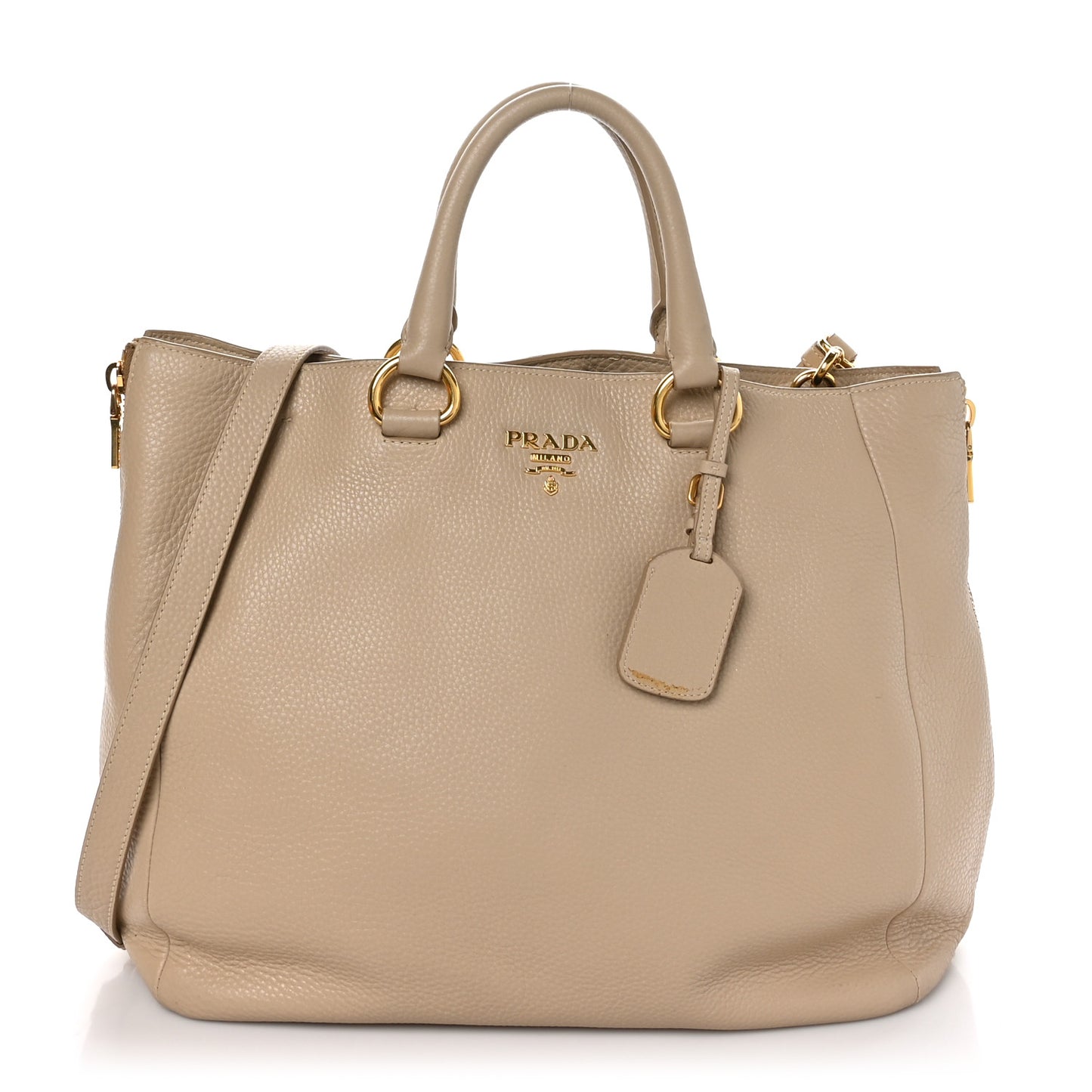 Vitello Daino Side Zip Tote Sabbia