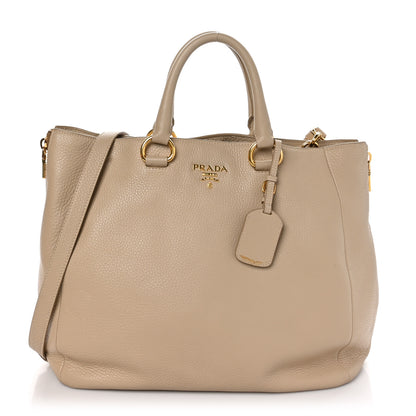 Prada Vitello Daino Side Zip Tote Sabbia 1 of 10