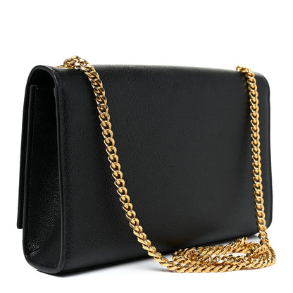 Saint Laurent Grain De Poudre Medium Classic Monogram Kate Satchel Black 2 of 11