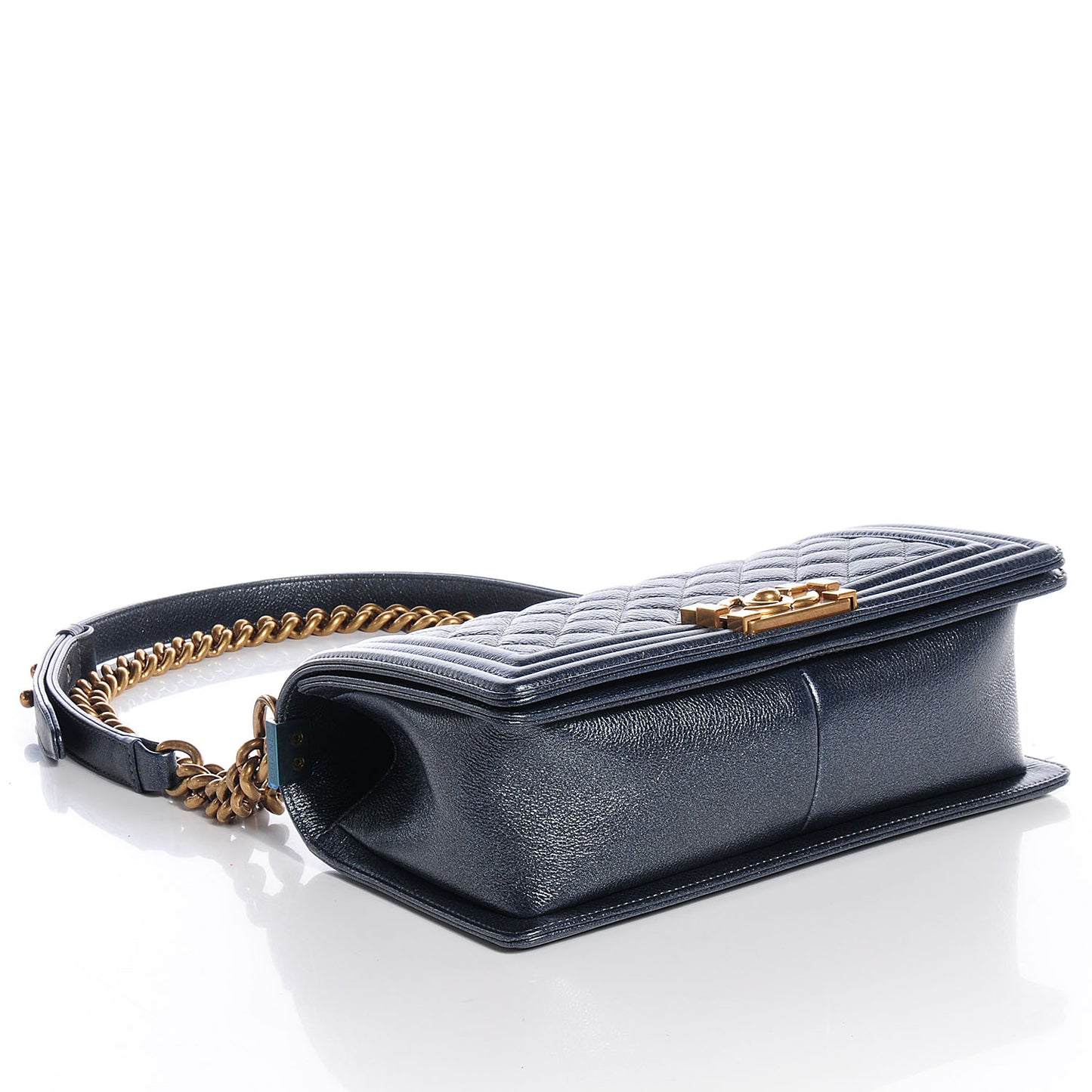 Pearl Calfskin Medium Boy Flap Dark Grey