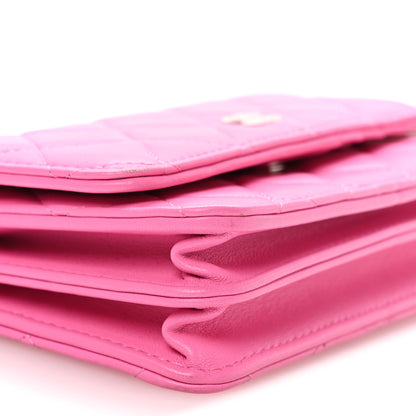 Chanel Lambskin Quilted Mini Wallet On Chain WOC Pink 17 of 21