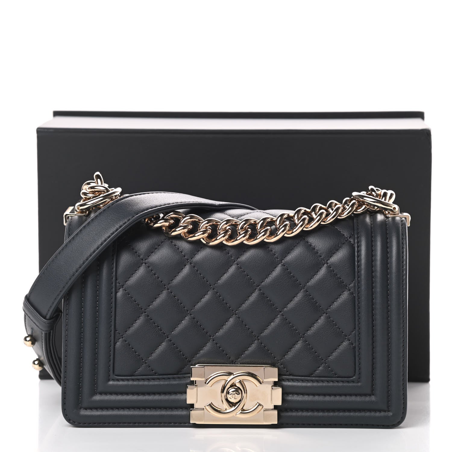Chanel Calfskin Quilted Small Boy Flap Dark Grey 14 of 14