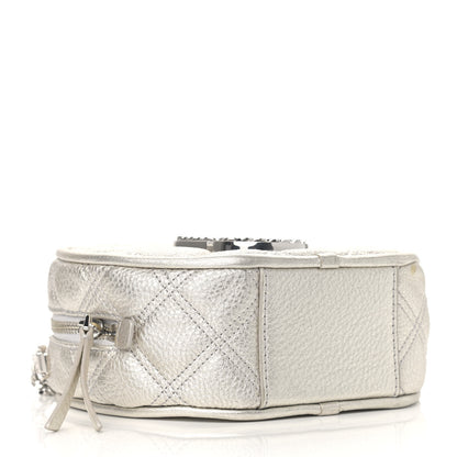 Marc Jacobs Metallic Grained Calfskin Quilted The Status Round Crossbody Platinum 4 of 11