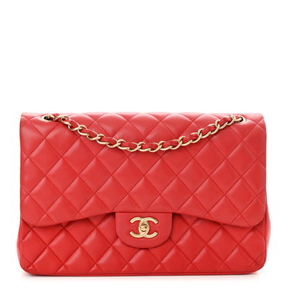 Chanel Lambskin Quilted Jumbo Double Flap Red 1 of 17