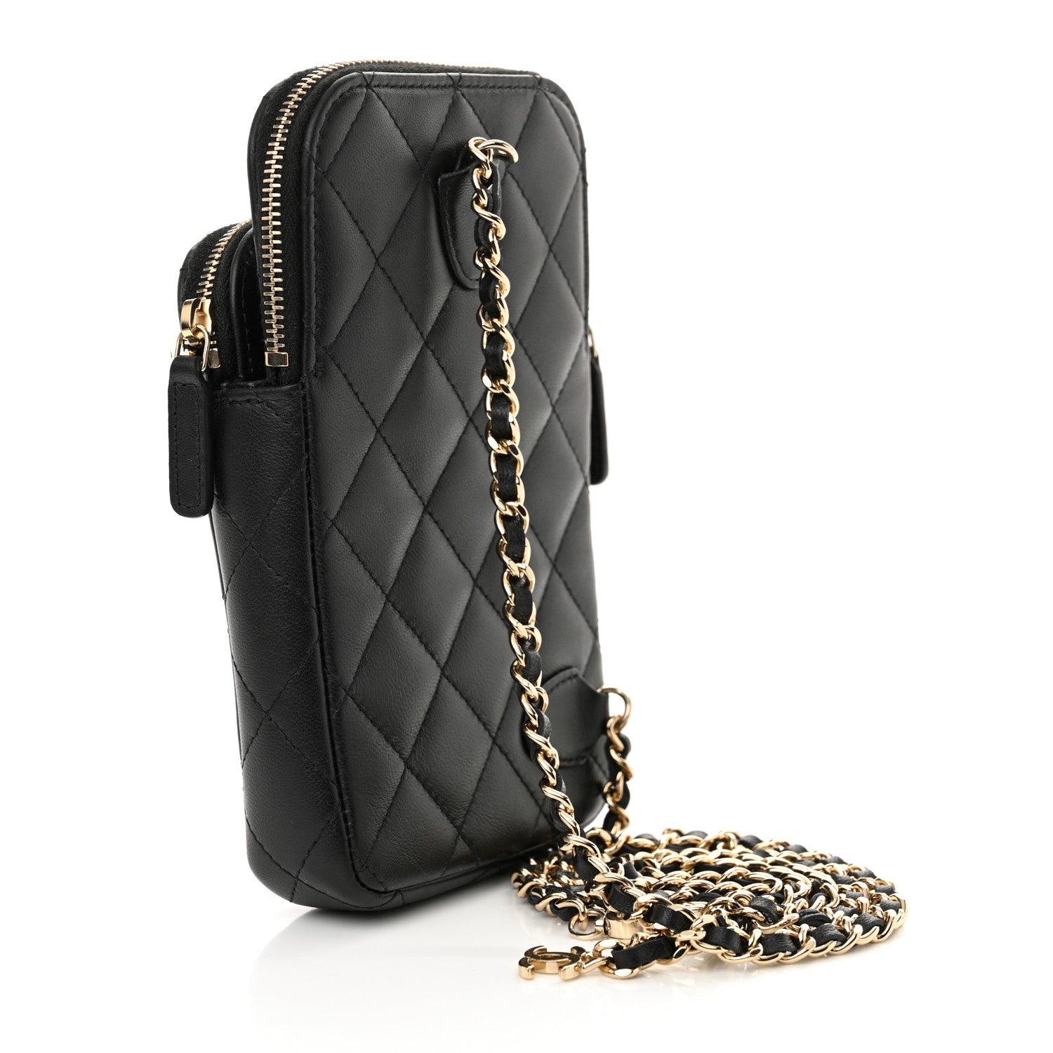 Chanel Lambskin Quilted CC Phone Holder Black 3 of 11