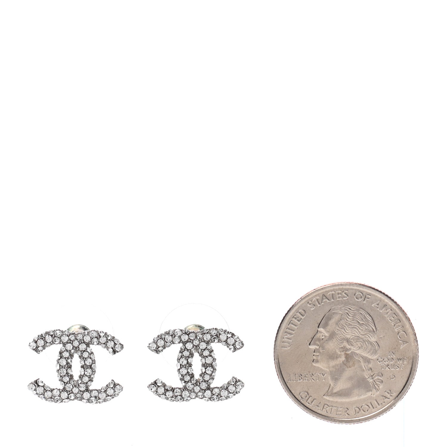 Chanel Crystal CC Earrings Silver 2 of 5
